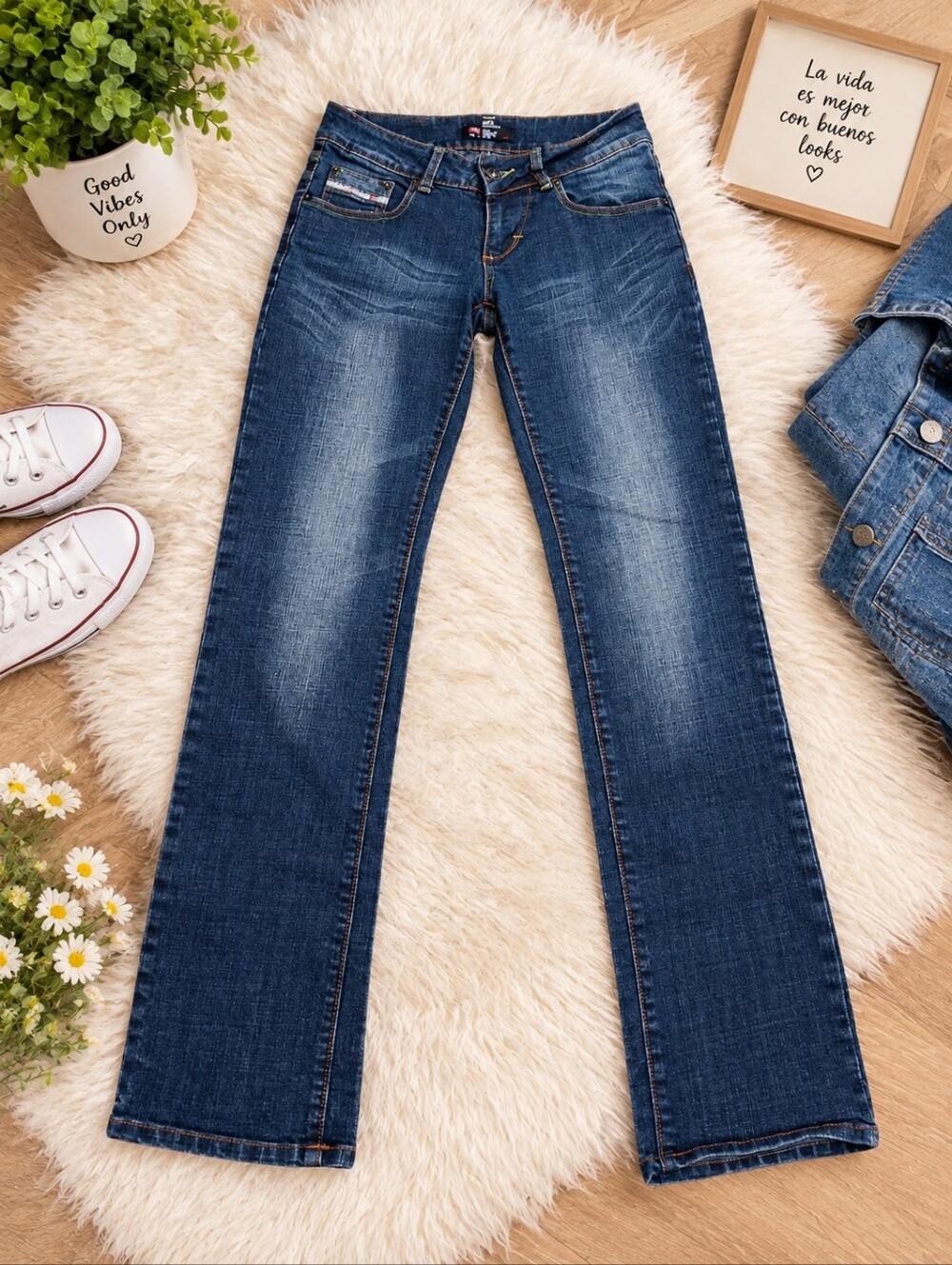Y2k Diesel Women's Medium Blue Straight-Leg Jeans Sz 27 Supet Cute